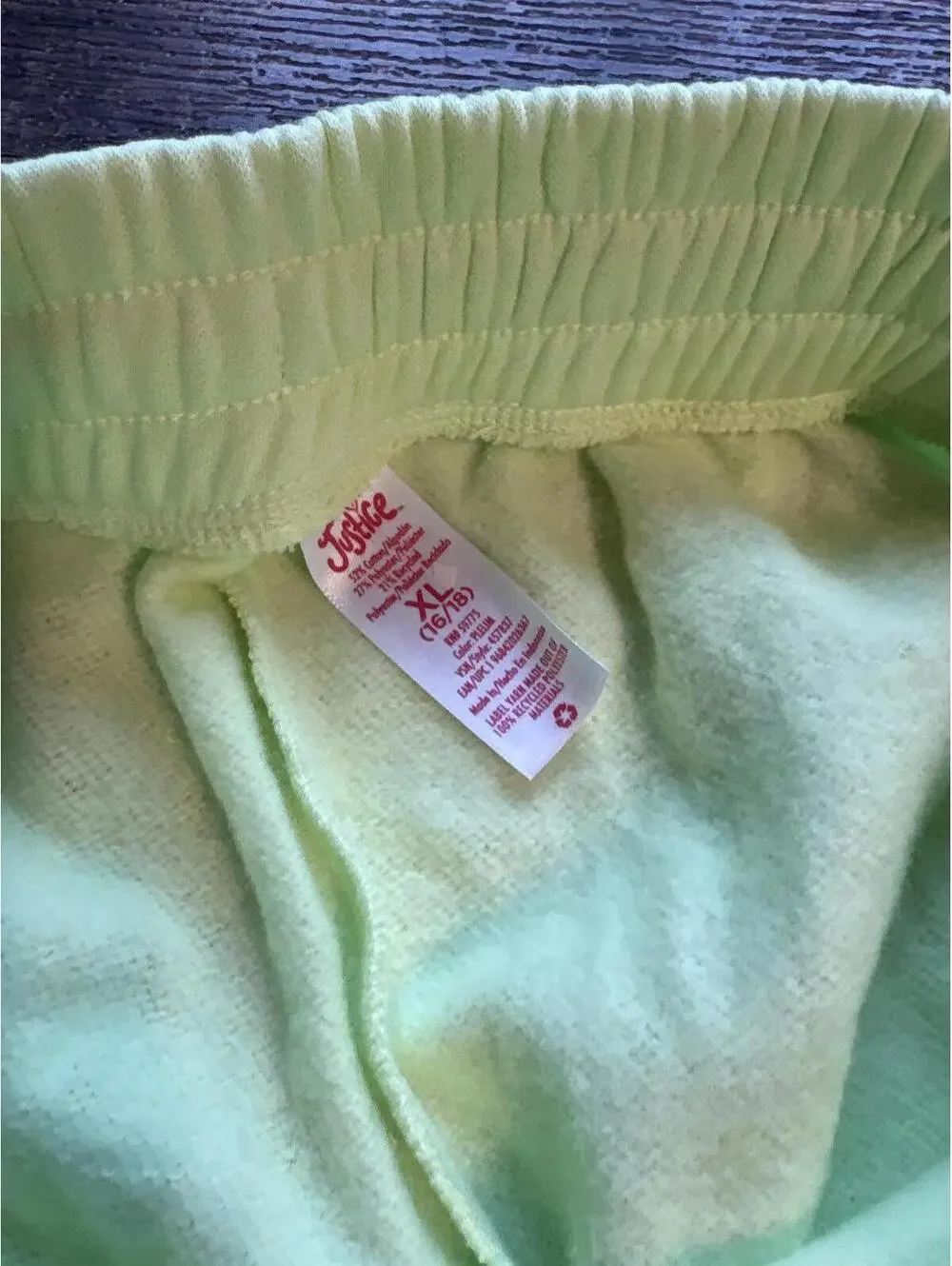 New Justice Girls' Neon Green Sweatpants with Positive Message sz 16 18